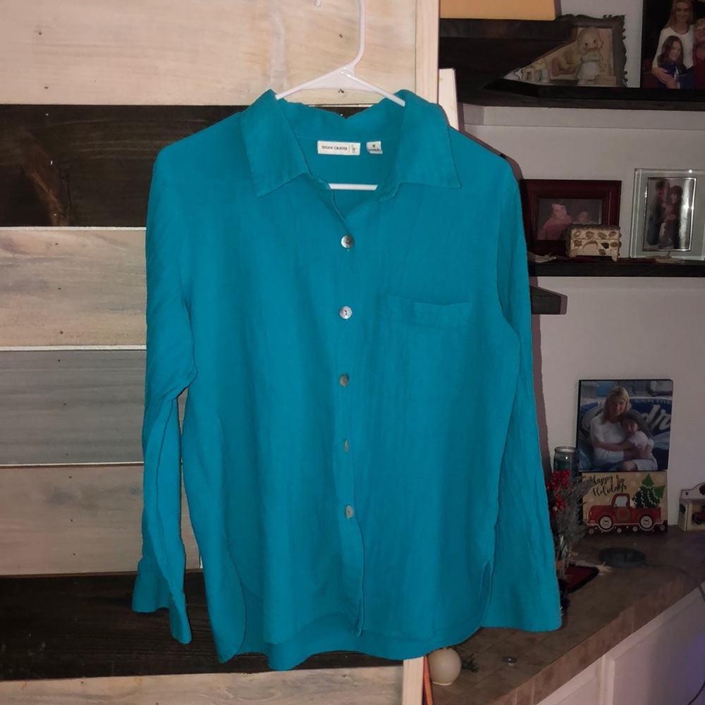 Cotton Button Down Blouse - Medium Size - image 1
